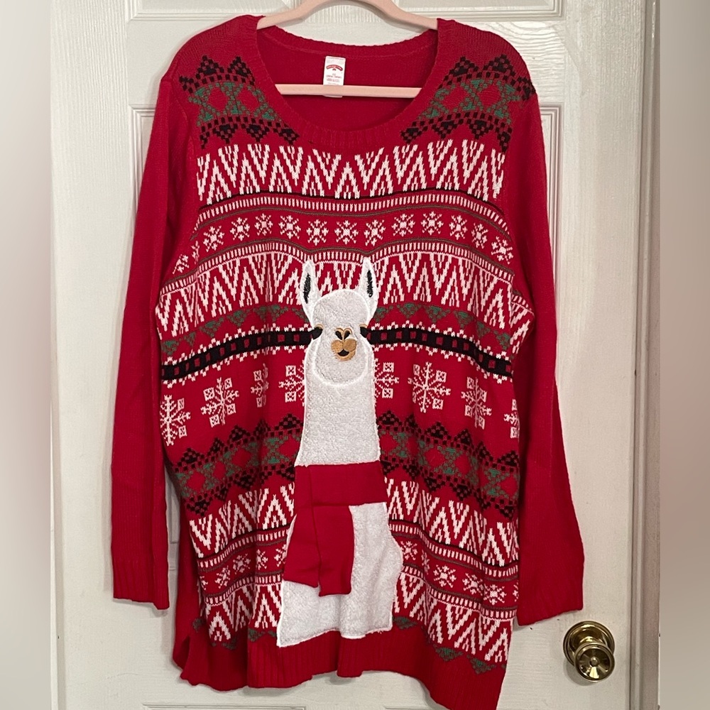 Holiday Time 4X Llama Ugly Christmas Sweater